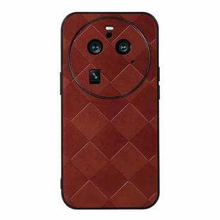 For OPPO Find X6 Pro Weave Plaid PU Phone Case(Brown)