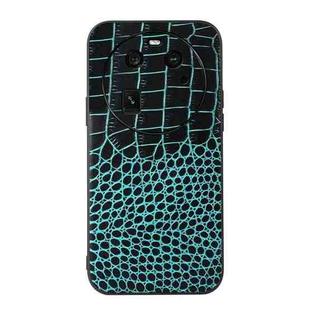 For OPPO Find X6 Crocodile Texture Genuine Leather Phone Case(Cyan Blue)