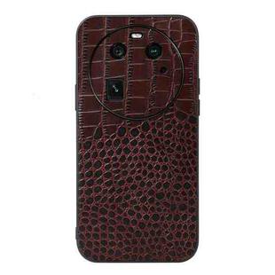 For OPPO Find X6 Crocodile Texture Genuine Leather Phone Case(Coffee)