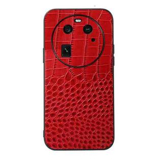 For OPPO Find X6 Crocodile Texture Genuine Leather Phone Case(Red)