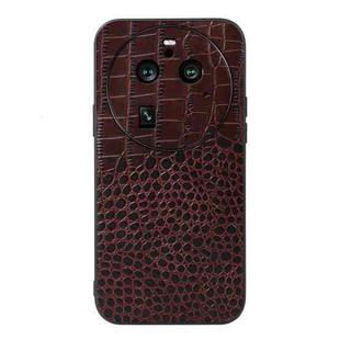 For OPPO Find X6 Pro Crocodile Texture Genuine Leather Phone Case(Coffee)