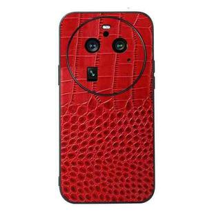 For OPPO Find X6 Pro Crocodile Texture Genuine Leather Phone Case(Red)