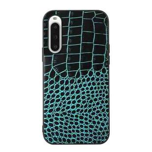For Sony Xperia 10 V Crocodile Texture Genuine Leather Phone Case(Cyan Blue)