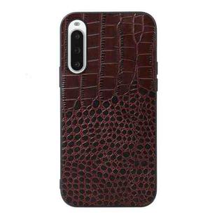 For Sony Xperia 10 V Crocodile Texture Genuine Leather Phone Case(Coffee)
