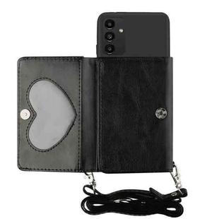 For Samsung Galaxy A14 5G Crossbody Lanyard Wallet Card Bag Phone Case(Black)