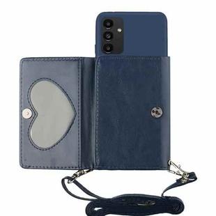 For Samsung Galaxy A54 5G Crossbody Lanyard Wallet Card Bag Phone Case(Dark Blue)