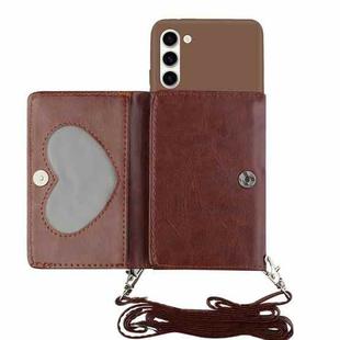 For Samsung Galaxy S23 5G Crossbody Lanyard Wallet Card Bag Phone Case(Brown)