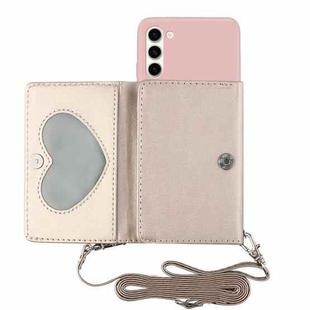 For Samsung Galaxy S23 5G Crossbody Lanyard Wallet Card Bag Phone Case(Pink)