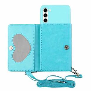 For Samsung Galaxy S23 5G Crossbody Lanyard Wallet Card Bag Phone Case(Blue)