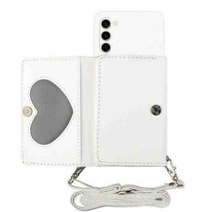 For Samsung Galaxy S23+ 5G Crossbody Lanyard Wallet Card Bag Phone Case(White)