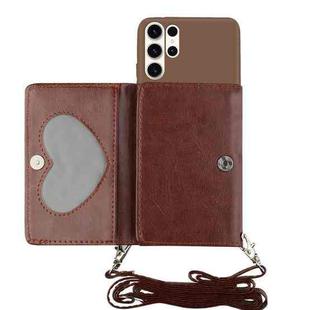 For Samsung Galaxy S23 Ultra 5G Crossbody Lanyard Wallet Card Bag Phone Case(Brown)