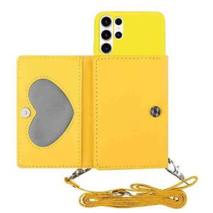 For Samsung Galaxy S23 Ultra 5G Crossbody Lanyard Wallet Card Bag Phone Case(Yellow)