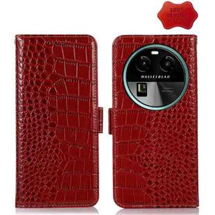 For OPPO Find X6 Crocodile Top Layer Cowhide Leather Phone Case(Red)