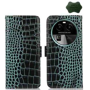 For OPPO Find X6 Crocodile Top Layer Cowhide Leather Phone Case(Green)