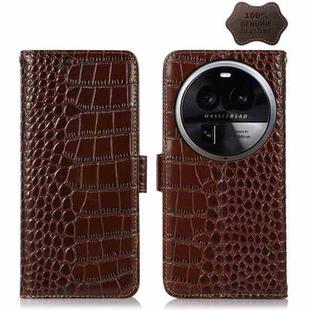 For OPPO Find X6 Pro Crocodile Top Layer Cowhide Leather Phone Case(Brown)