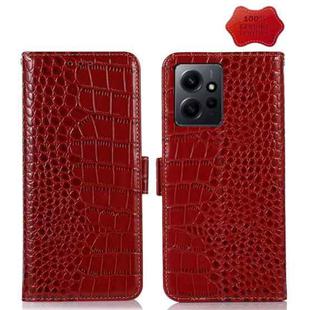 For Xiaomi Redmi Note 12 4G Global Crocodile Top Layer Cowhide Leather Phone Case(Red)