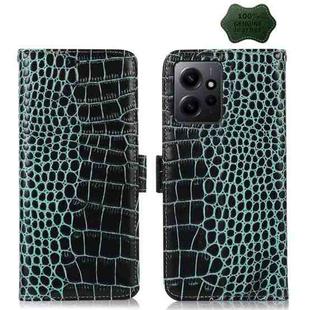 For Xiaomi Redmi Note 12 4G Global Crocodile Top Layer Cowhide Leather Phone Case(Green)