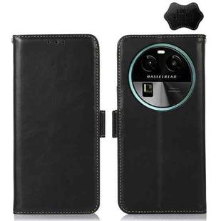 For OPPO Find X6 Crazy Horse Top Layer Cowhide Leather Phone Case(Black)