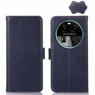 For OPPO Find X6 Crazy Horse Top Layer Cowhide Leather Phone Case(Blue)