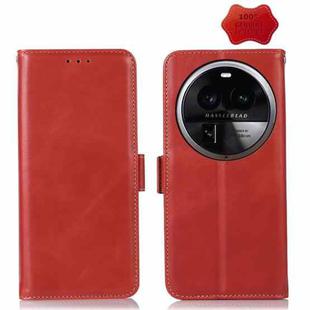 For OPPO Find X6 Pro Crazy Horse Top Layer Cowhide Leather Phone Case(Red)