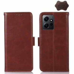 For Xiaomi Redmi Note 12 4G Global Crazy Horse Top Layer Cowhide Leather Phone Case(Brown)