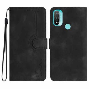 For Motorola Moto E20/E30/E40 Heart Pattern Skin Feel Leather Phone Case(Black)