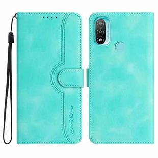 For Motorola Moto E20/E30/E40 Heart Pattern Skin Feel Leather Phone Case(Light Blue)