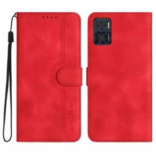 For Motorola Moto E22 Heart Pattern Skin Feel Leather Phone Case(Red)