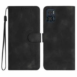 For Motorola Moto E22 Heart Pattern Skin Feel Leather Phone Case(Black)