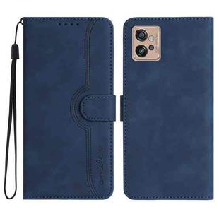 For Motorola Moto G32 Heart Pattern Skin Feel Leather Phone Case(Royal Blue)