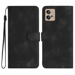 For Motorola Moto G32 Heart Pattern Skin Feel Leather Phone Case(Black)