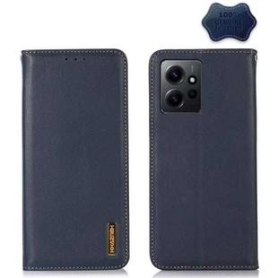 For Xiaomi Redmi Note 12 4G Global KHAZNEH Nappa Top Layer Cowhide Leather Phone Case(Blue)