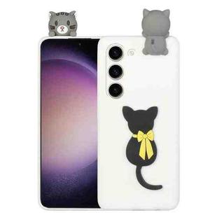 For Samsung Galaxy S23 5G 3D Lying Cartoon TPU Shockproof Phone Case(Little Black Cat)