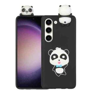 For Samsung Galaxy S23+ 5G 3D Lying Cartoon TPU Shockproof Phone Case(Panda with Blue Bow)