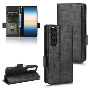 For Sony Xperia 1 III Symmetrical Triangle Leather Phone Case(Black)