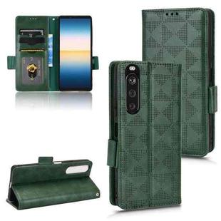For Sony Xperia 1 III Symmetrical Triangle Leather Phone Case(Green)