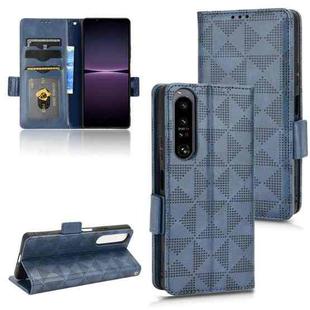 For Sony Xperia 1 IV Symmetrical Triangle Leather Phone Case(Blue)