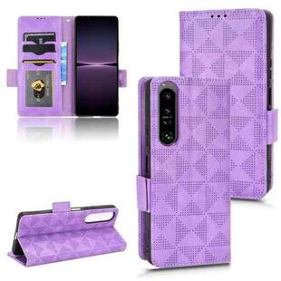 For Sony Xperia 1 IV Symmetrical Triangle Leather Phone Case(Purple)