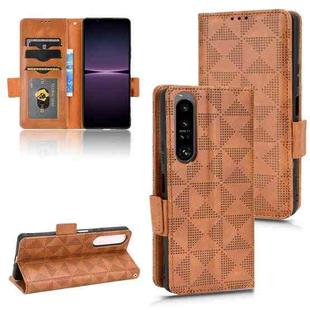 For Sony Xperia 1 IV Symmetrical Triangle Leather Phone Case(Brown)