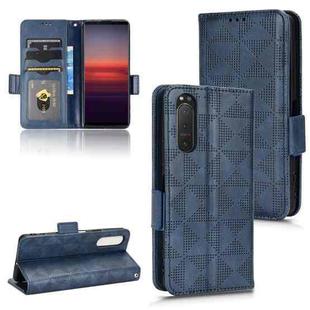 For Sony Xperia 5 II Symmetrical Triangle Leather Phone Case(Blue)