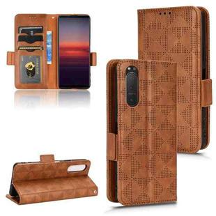 For Sony Xperia 5 II Symmetrical Triangle Leather Phone Case(Brown)