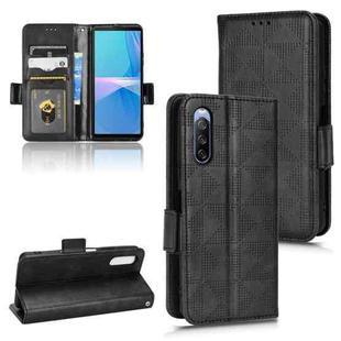 For Sony Xperia 10 III Symmetrical Triangle Leather Phone Case(Black)