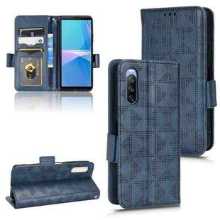 For Sony Xperia 10 III Symmetrical Triangle Leather Phone Case(Blue)