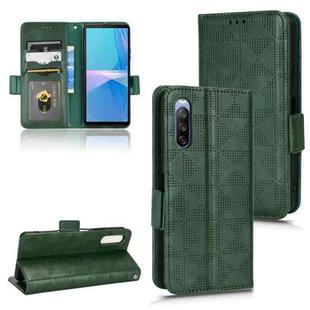 For Sony Xperia 10 III Symmetrical Triangle Leather Phone Case(Green)