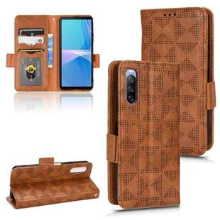 For Sony Xperia 10 III Symmetrical Triangle Leather Phone Case(Brown)
