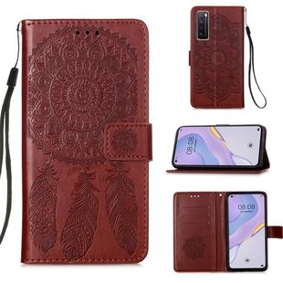 For Huawei Nova 7 5G Dream Catcher Printing Horizontal Flip Leather Case with Holder & Card Slots & Wallet & Lanyard(Brown)