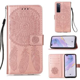 For Huawei Nova 7 Pro 5G Dream Catcher Printing Horizontal Flip Leather Case with Holder & Card Slots & Wallet & Lanyard(Rose Gold)