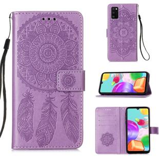 For Galaxy A41 Dream Catcher Printing Horizontal Flip Leather Case with Holder & Card Slots & Wallet & Lanyard(Purple)