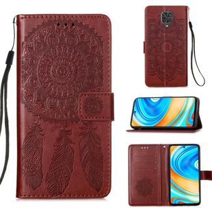 For Xiaomi Redmi Note 9 Pro Max Dream Catcher Printing Horizontal Flip Leather Case with Holder & Card Slots & Wallet & Lanyard(Brown)