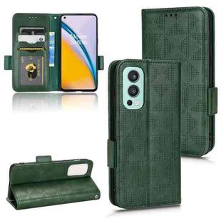 For OnePlus Nord 2 5G Symmetrical Triangle Leather Phone Case(Green)